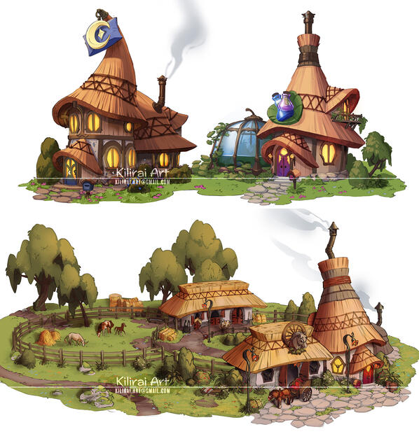Inn, Potions Shop and Stables